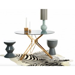 Table ronde Gold & Glass