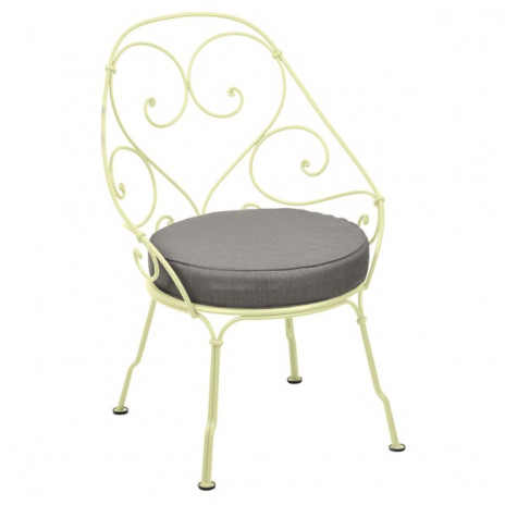 Fauteuil Cabriolet 1900 - coussin blanc grisé citron givré