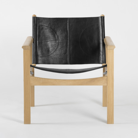 PEGLEV - Fauteuil en cuir et bois massif