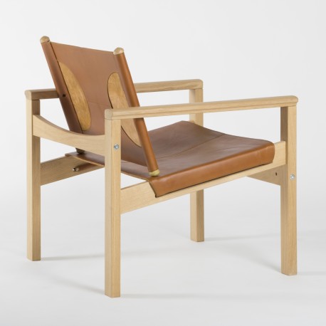 PEGLEV - Fauteuil en cuir et bois massif