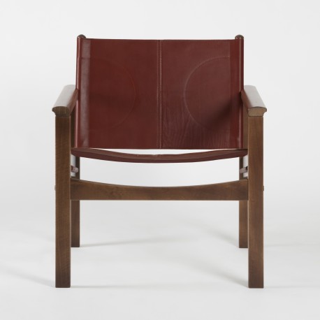 PEGLEV - Fauteuil en cuir et bois massif