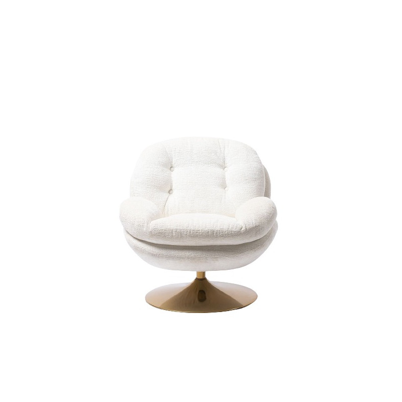 Fauteuil Memento Blanc, Pied Gold