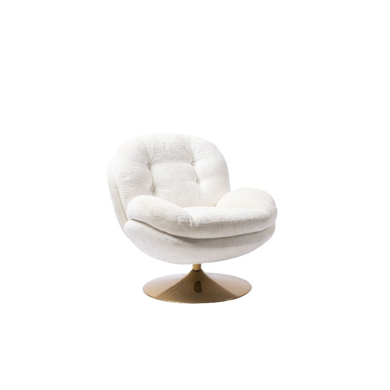 Fauteuil Memento Blanc, Pied Gold