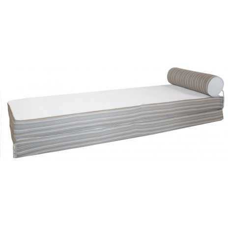 Matelas réversible recto rayé & verso blanc Double - Extérieur