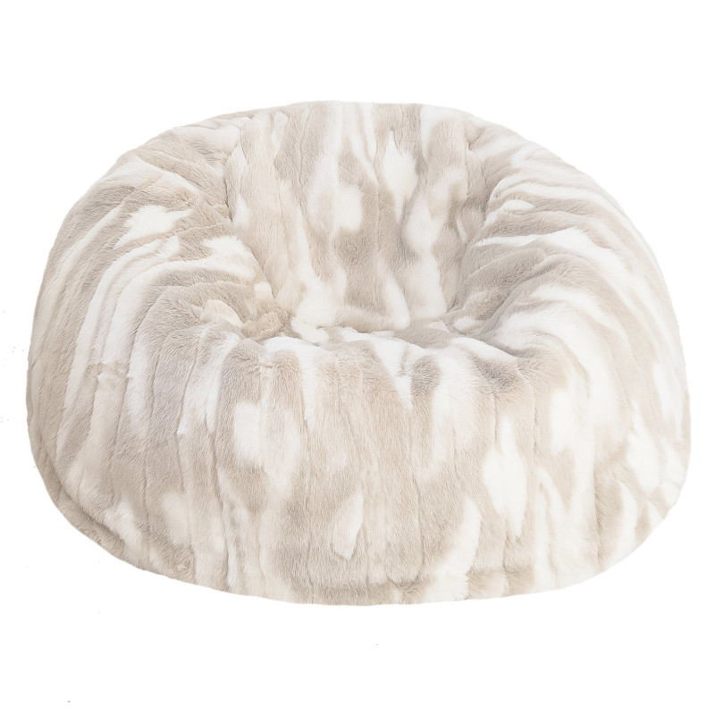 Pouf XL en fausse fourrure Beige